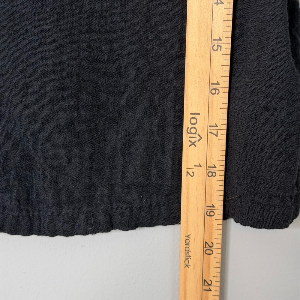 Old Navy Gauze Demi Shirt Womens XS Tall Black Short Sleeve Button Front Preppy - Picture 6 of 8